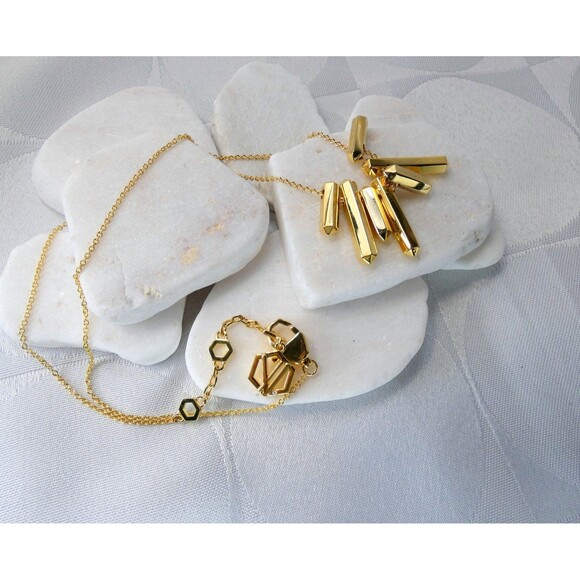 Via Saviene Jewelry - Via Saviene Aurum Small Bib Necklace Gold Plated Brass Excellent MCM